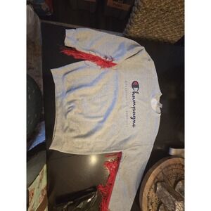 Champagne Handmade Fringe Crewneck Gray Size M